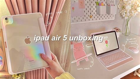 ipad air 5 (pink) unboxing 🌷 | apple pencil 2 + accessories & setup | - YouTube