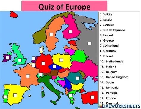 Map of Europe interactive worksheet | Live Worksheets - Worksheets Library