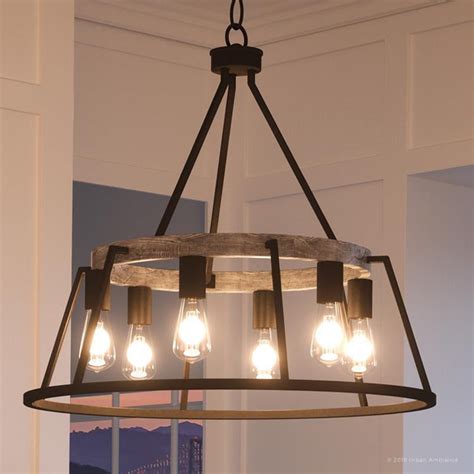 Urban Ambiance Luxury Industrial Chandelier, Large Size: 24"H x 24.5"W, with Vintage Style ...