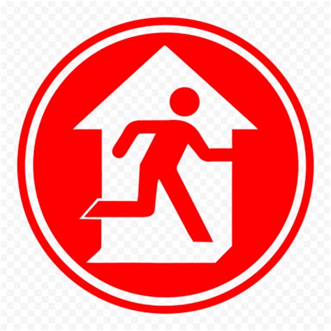 Red Round Emergency Exit Escape Sign Icon Symbol PNG | Citypng