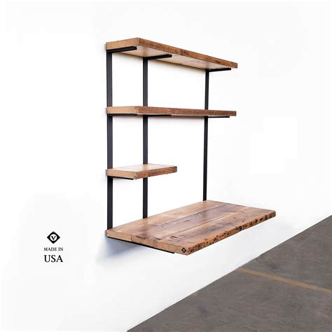 Wall-mounted Floating Desk With Storage Wood And Steel Wall | ubicaciondepersonas.cdmx.gob.mx