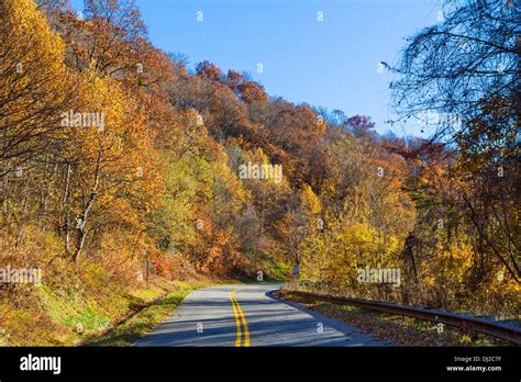 Fall colors on the Cherohala Skyway just south of the Great Smoky Mountains National Park, North ...