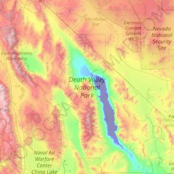 Death Valley National Park topographic map, elevation, relief