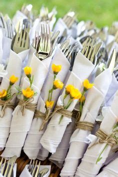 Use twine and a wildflower to tie silverware at the buffet or at each ...