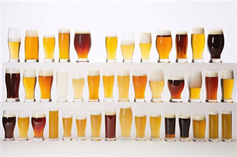 Different Types of Beer in Glasses, Isolated on White Stock ...