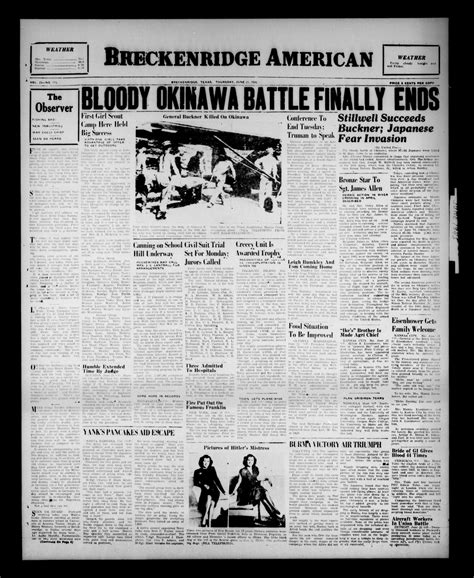 Breckenridge American (Breckenridge, Tex.), Vol. 25, No. 113, Ed. 1 Thursday, June 21, 1945 ...