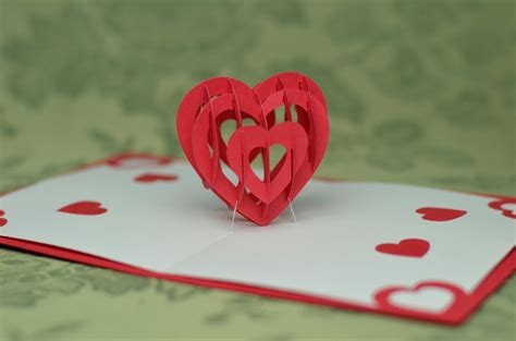 3D Heart Pop Up Card Template - Creative Pop Up Cards