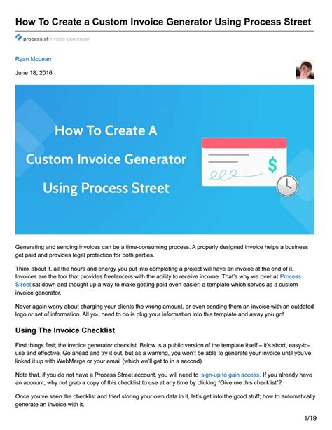 How To Create a Custom Invoice Generator Using Process Street by Liz Angelene M Verano - Issuu