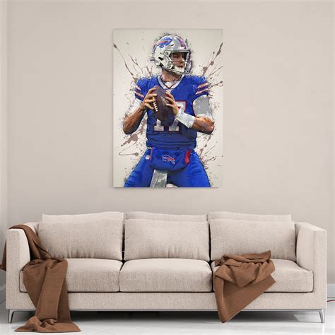 Josh Allen Poster Buffalo Bills Wall Art Canvas Wall Art Paint Splash ...