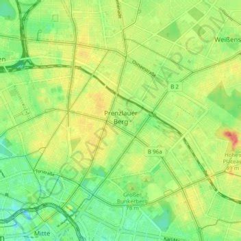 Prenzlauer Berg topographic map, elevation, relief