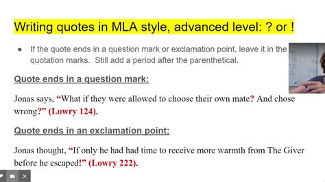 MLA Style Citations: Quotes that end in a ? or a ! - YouTube