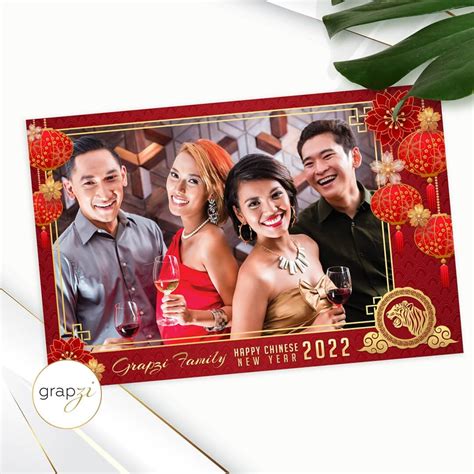 Chinese New Year Photo Booth Template, Tiger Year, 1UP Photo Postcard (Digital File) by GRAPZI ...