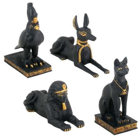 Egyptian Animal God 4 Piece Statue Set - Mini Statues