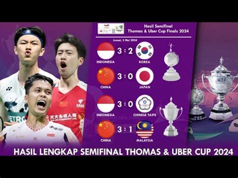 Hasil Lengkap Semifinal Thomas & Uber Cup 2024. Indonesia Vs China #thomasubercup2024 - YouTube