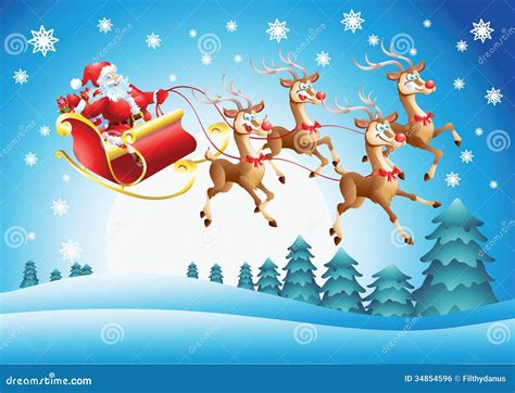 Santa Claus In His Sleigh Flying Royalty Free Stock Image - Image: 34854596