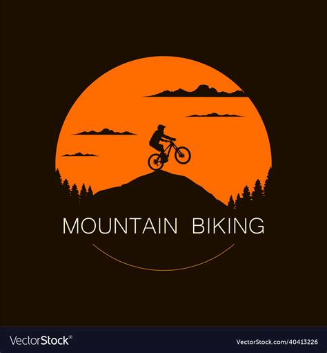 Round mountain bike logo design with extreme Vector Image