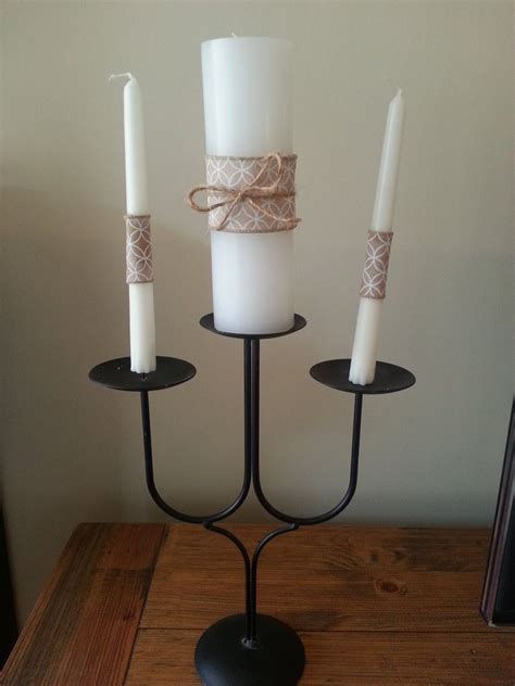 Unity Candle Set Rustic Unity Candle With Burlap Wedding - Etsy