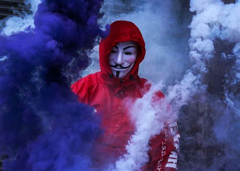Wallpaper Smoke, Red Hoodie, Anonymous, Guy Fawkes Mask - Resolution:3000x2143 - Wallpx
