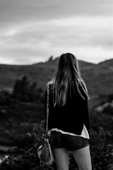 Free photo: Woman in Black Top and Brown Leather Shoulder Bag - Bag, Black and white, Clouds ...