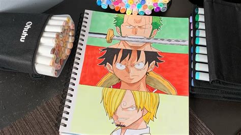 DRAWING LUFFY, ZORO, AND SANJI!!! | One Piece | - YouTube