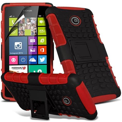 Nokia Lumia 630/635 Sturdy Heavy Duty Shockproof Dual Case Cover with Back Stand Mobile Phone ...