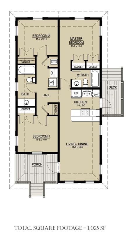 Cottage Style House Plan - 3 Beds 2 Baths 1025 Sq/Ft Plan #536-3 ...