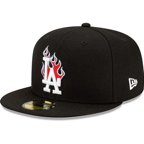 Men's New Era Black Los Angeles Dodgers 2020 World Series Team Fire 59FIFTY Fitted Hat