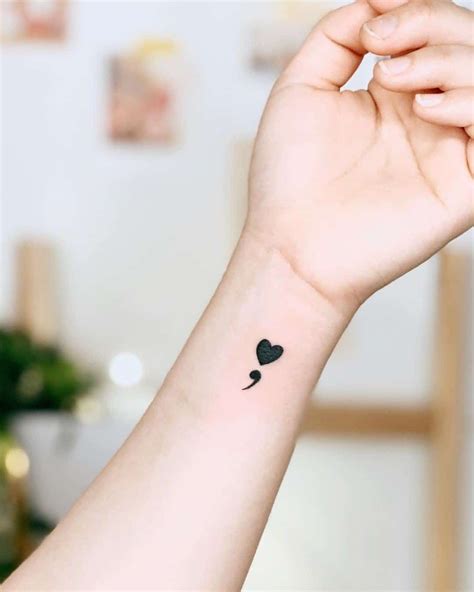 Small Heart Semicolon Wrist Idea | Semicolon tattoo, Semicolon wrist ...