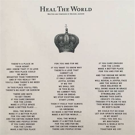 "Heal The World" vinyl lyrics part 1 - Michael Jackson | Michael ...