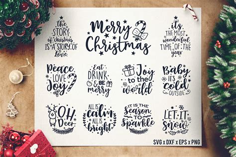 Christmas Sayings SVG Bundle - Christmas Quotes SVG - DXF