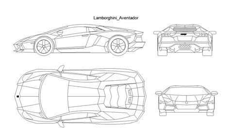 Lamborghini aventador car plan detail dwg. - Cadbull