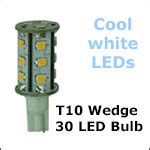 12 Volt LED Bulb (10-30vdc), T10 Wedge 921 12 Volt LED Bulb, COOL white, 323 lumens by Bee Green LED