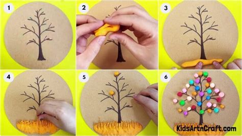 Colorful Clay Tree Artwork Tutorial For Beginners - Kids Art & Craft