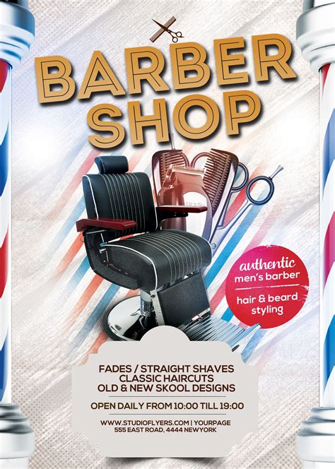 Barbershop Free PSD Flyer Template - StudioFlyers.com | Free psd flyer templates, Free psd flyer ...