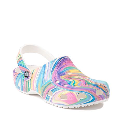 Crocs Classic Marble Clog - White / Marbled Pastel Multicolor | Journeys