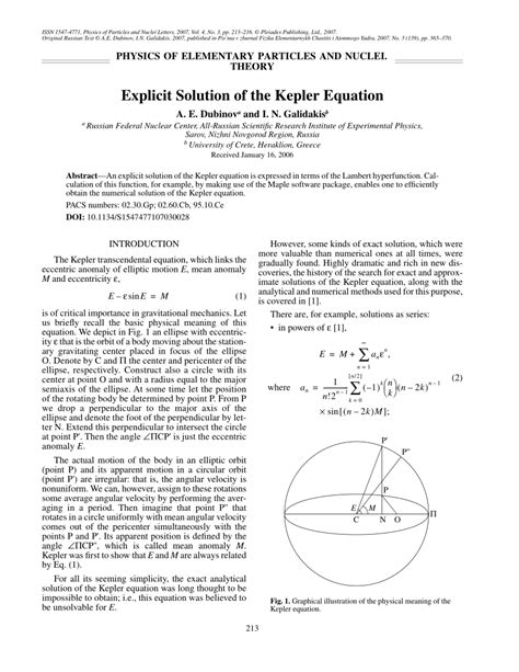 (PDF) Explicit solution of the Kepler equation