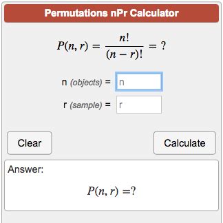 Permutations Calculator nPr