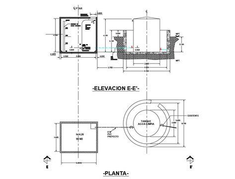 Water tank elevation, section and plan cad drawing details dwg file - Cadbull