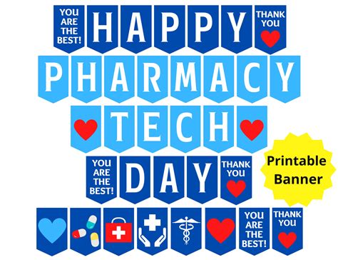 Pharmacy Tech Day Printable Banner Happy Pharmacy Tech Day - Etsy