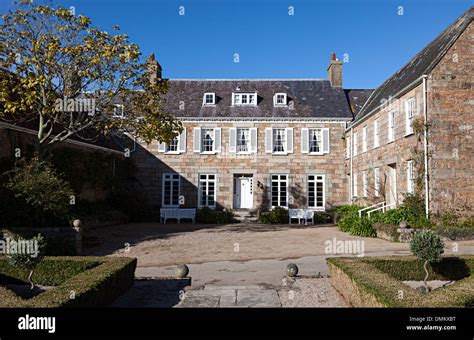 Manor house at centre of Durrell Wildlife Park, Jersey, Channel Islands ...