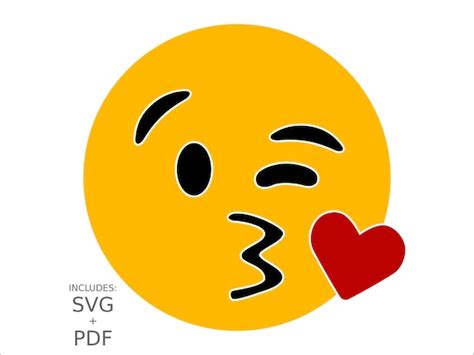 Royalty Free Kiss Emoji SVG Clipart Wink Kissing Smiley Face | Etsy