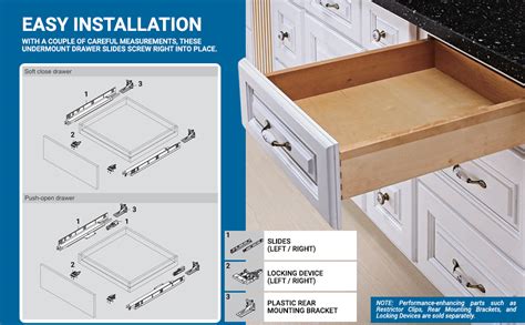 3 Pairs of DTC 18" (457mm) Undermount Drawer Slides for 5/8”(16mm) Thick Drawer Boxes, Silent ...