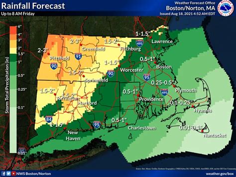 Up to 4 inches of rainfall expected in Central and Western Massachusetts Thursday into Friday ...