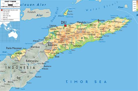 Physical Map of East Timor - Ezilon Maps