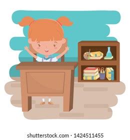 Girl Kid School Classroom Design Stock Vector (Royalty Free) 1424511455 ...