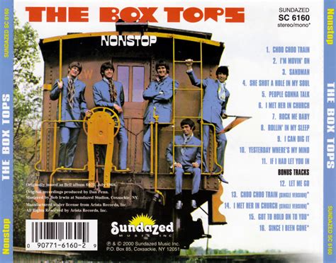 Carátula Trasera de The Box Tops - Non Stop - Portada