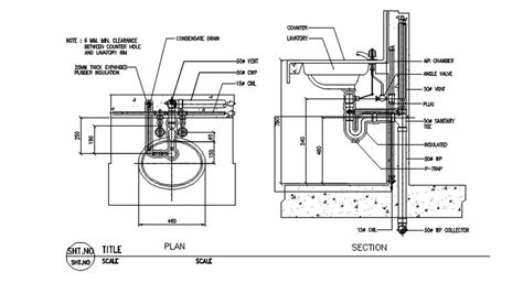 Sink section detail drawing provided in this AutoCAD file. Download this 2d AutoCAD drawing file ...