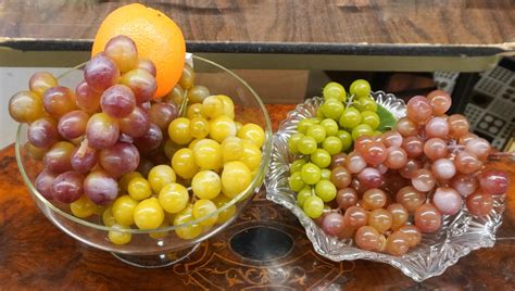 Lot - Two Glass Bowls and Composite Fruit