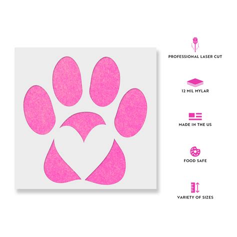 Paw Print With Heart Stencil