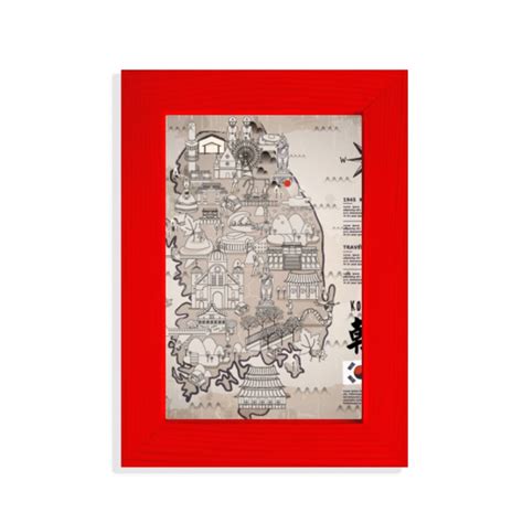 1945 South Korea Landmarks Map Picture Display Art Red Photo Frame - Walmart.com